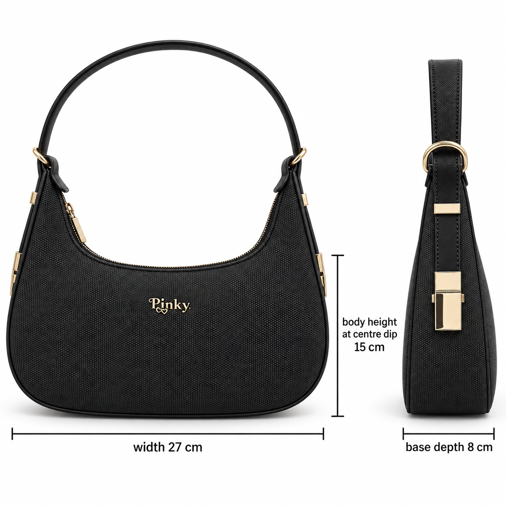 Woven Shoulder Bag with Gold Hardware, Black