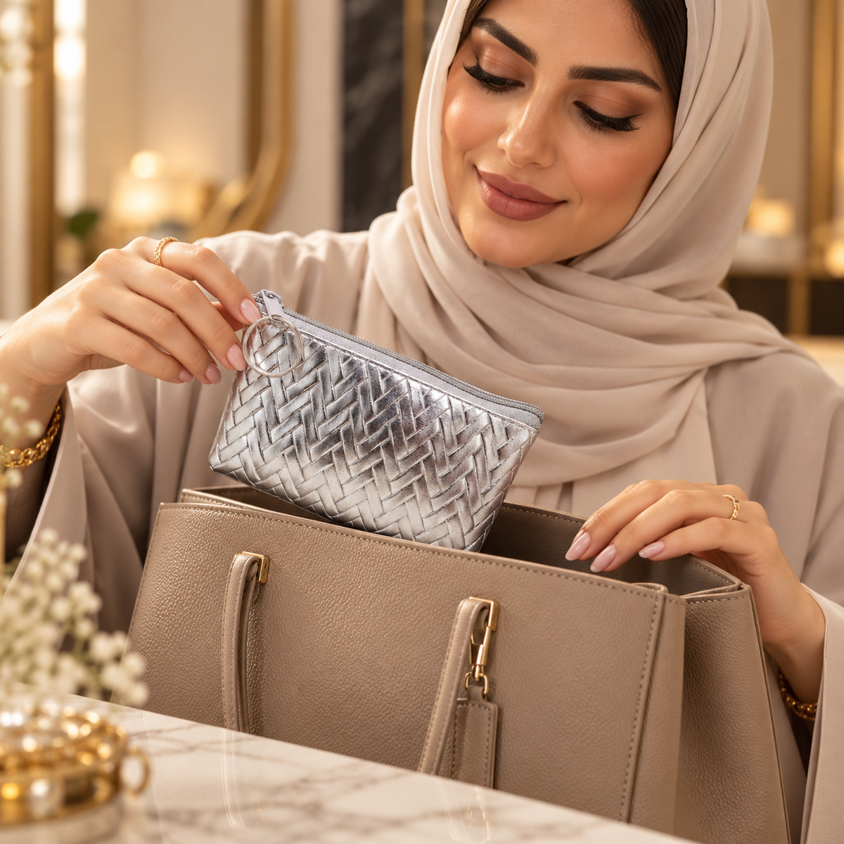 Metallic Mini Zip Pouch