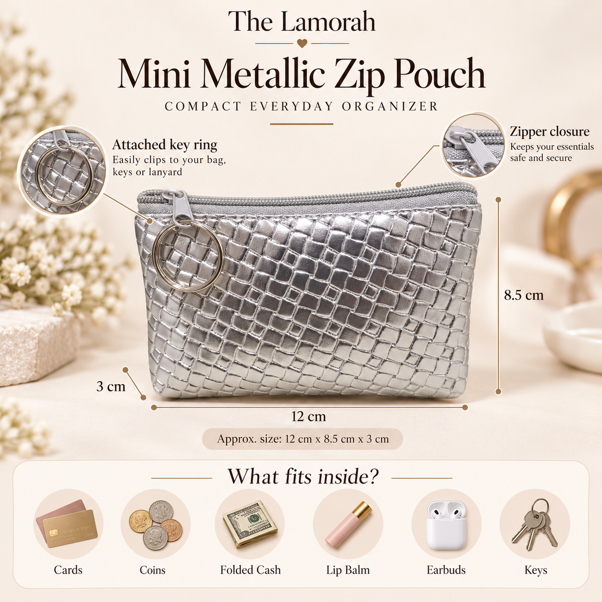 Metallic Mini Zip Pouch