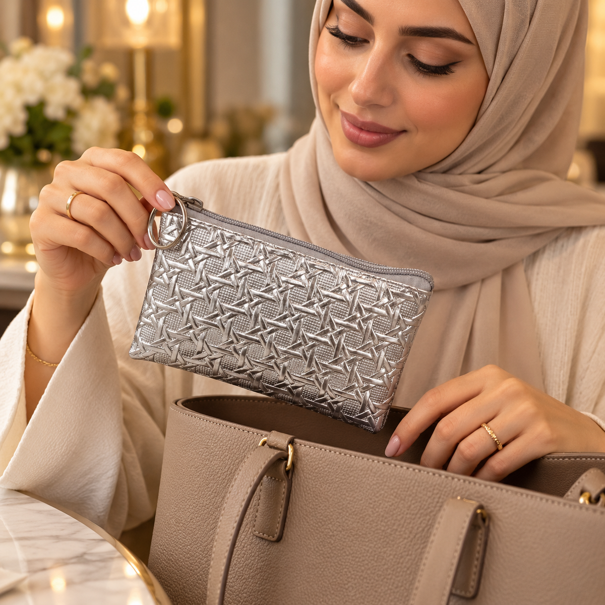 Metallic Mini Zip Pouch