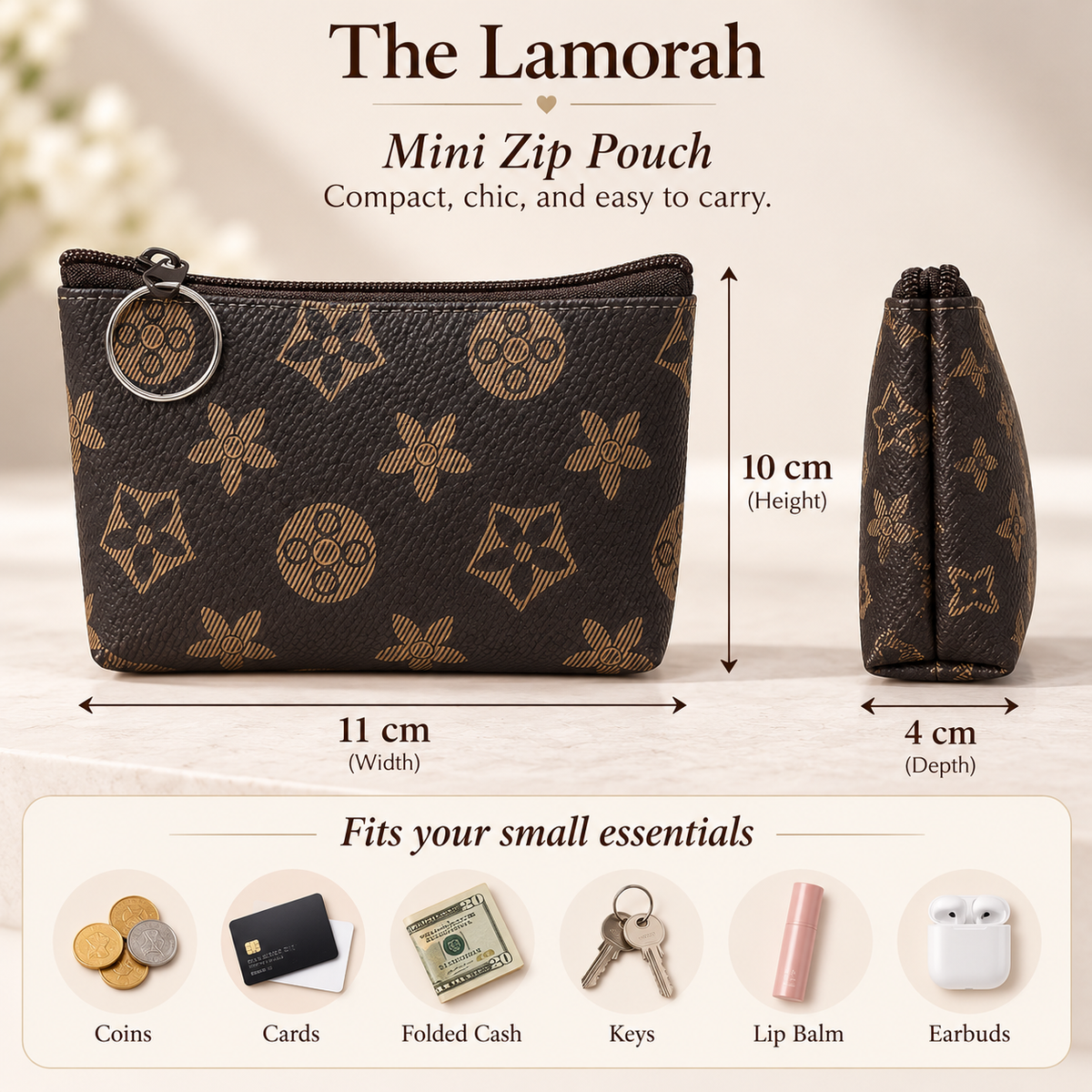 Printed Mini Zip Pouch