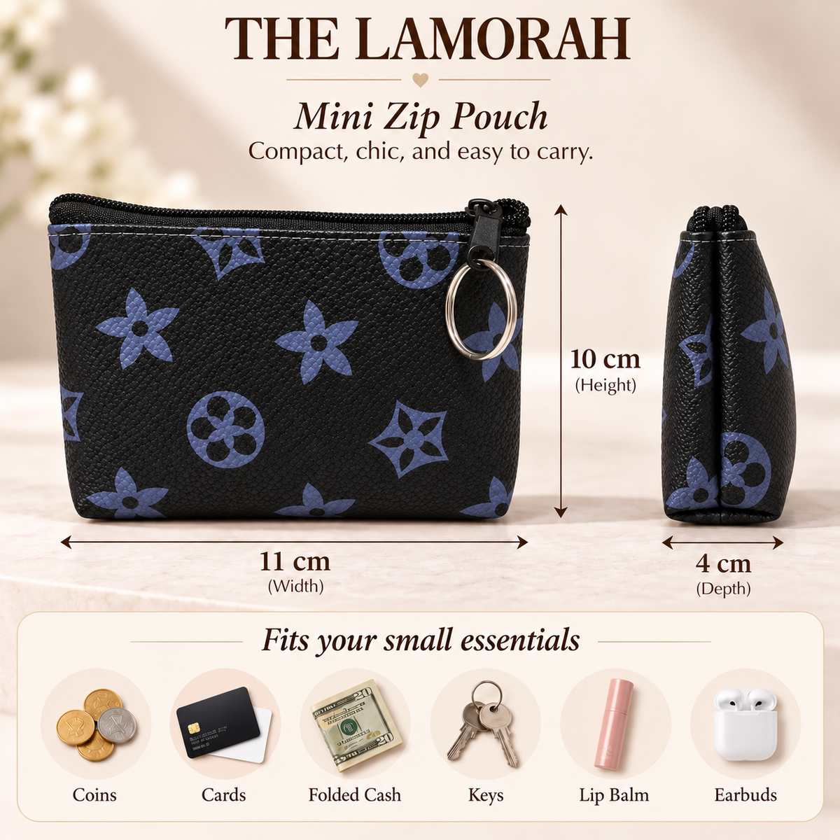 Printed Mini Zip Pouch