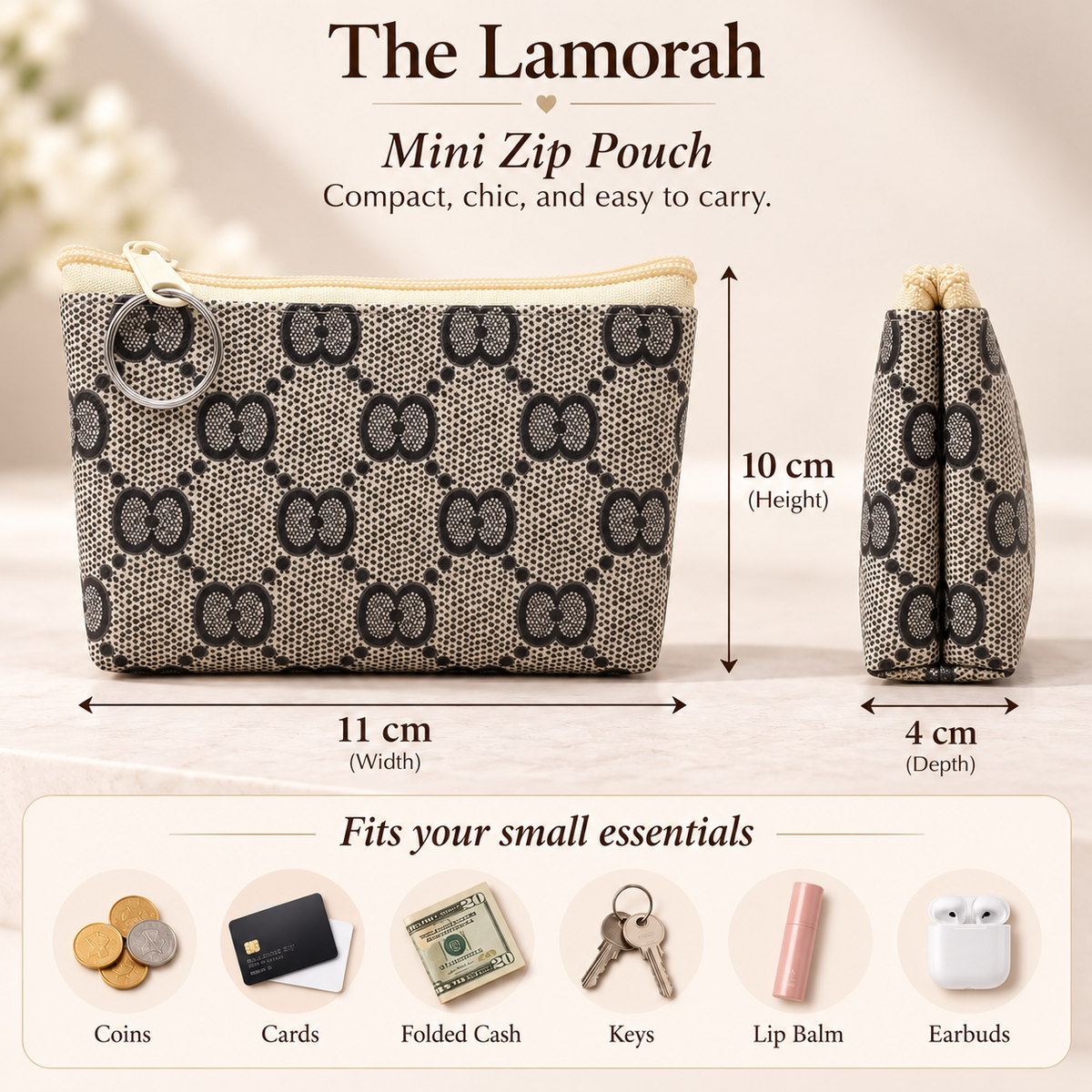 Printed Mini Zip Pouch