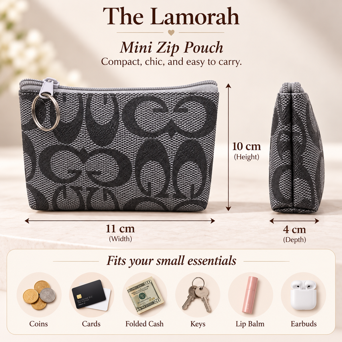 Printed Mini Zip Pouch