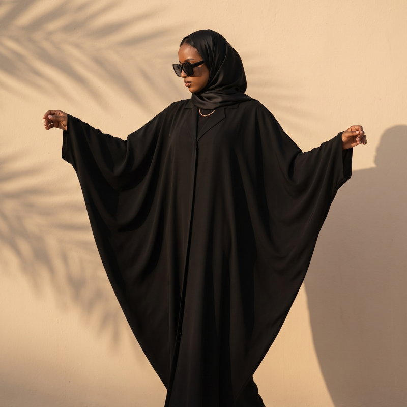 Wide-Sleeve Abaya, Black