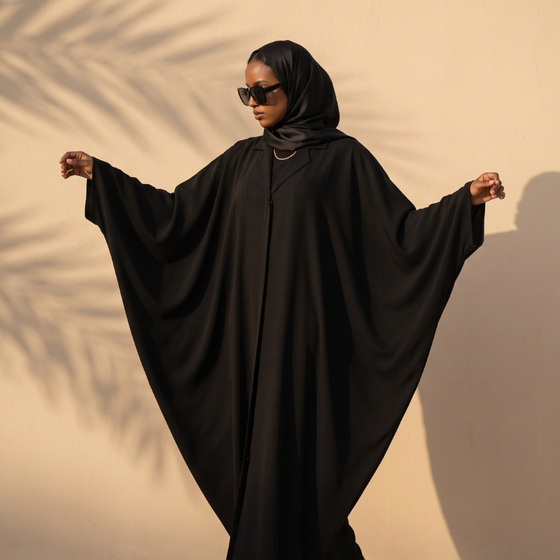 Wide-Sleeve Abaya, Black