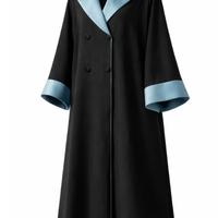 Black coat with light blue trim on a white background |THE LAMORAH
