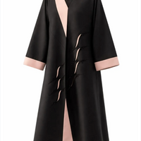 Black coat with pink accents on a white background |THE LAMORAH
