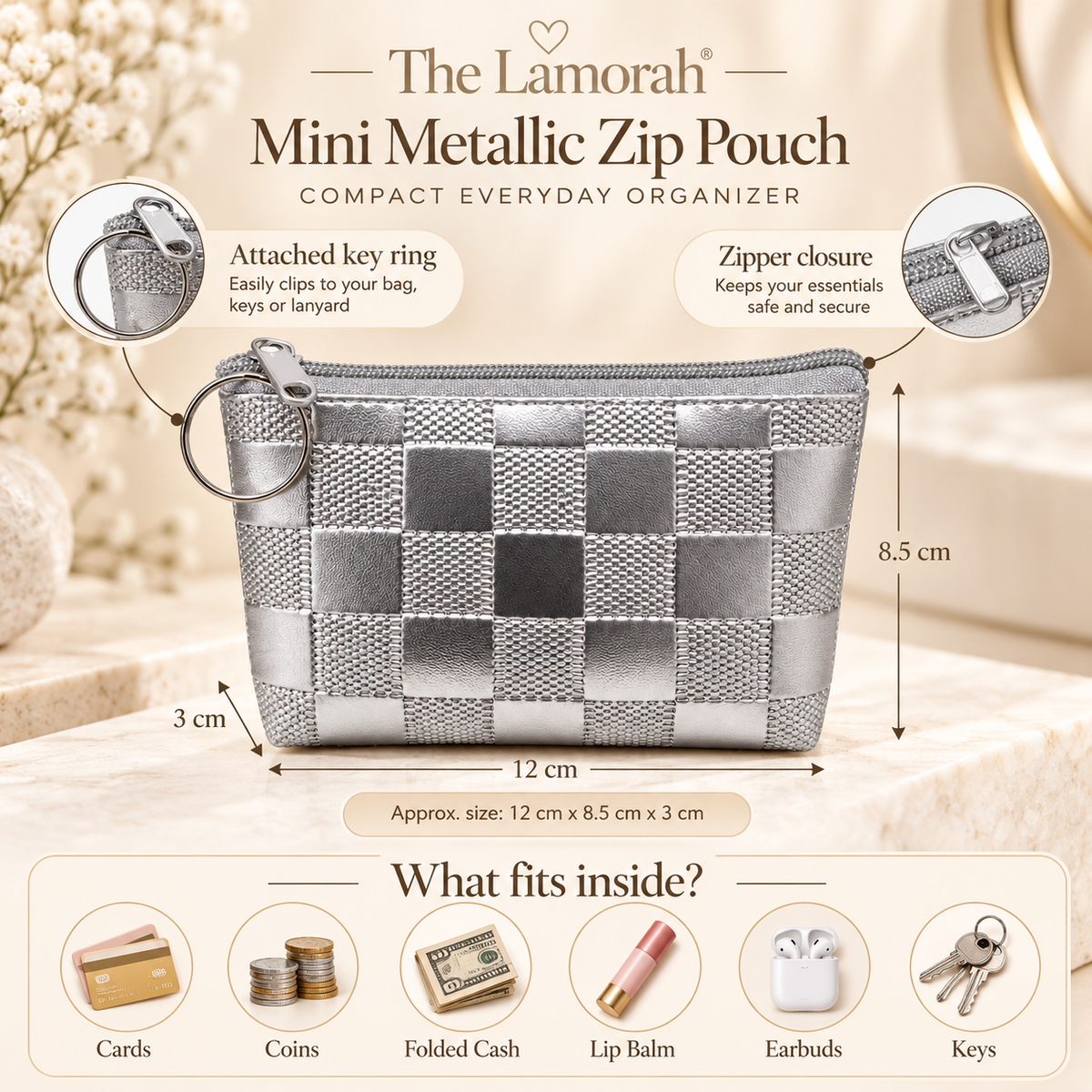 Metallic Mini Zip Pouch