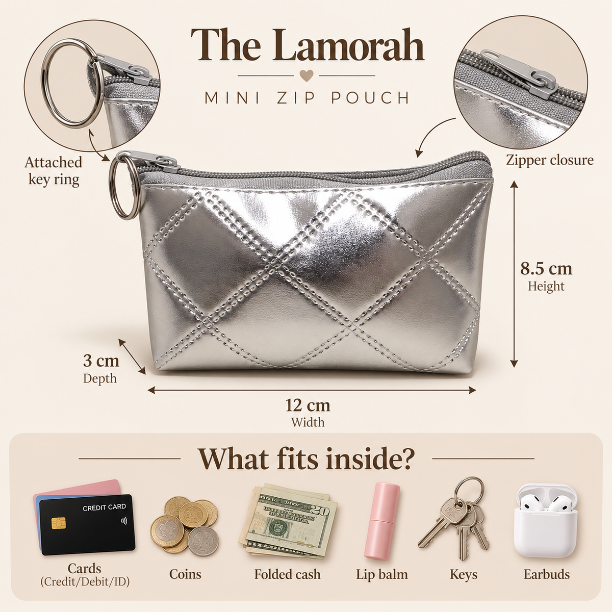 Metallic Mini Zip Pouch