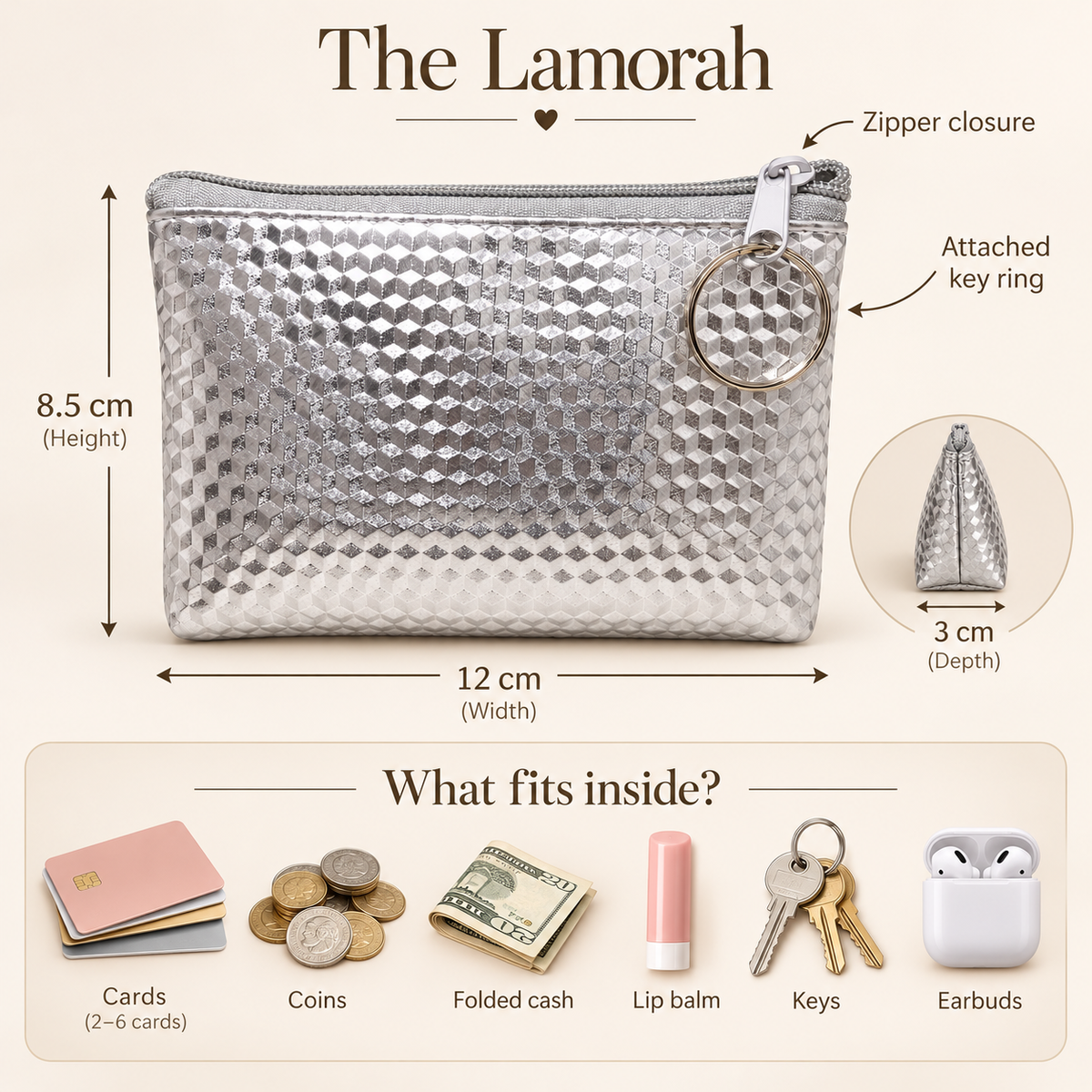 Metallic Mini Zip Pouch