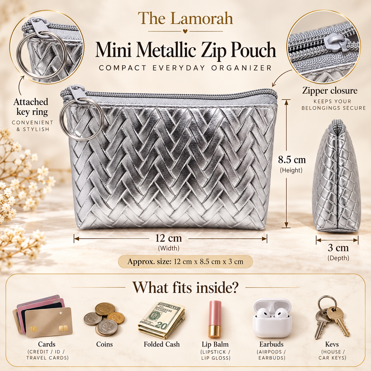 Metallic Mini Zip Pouch