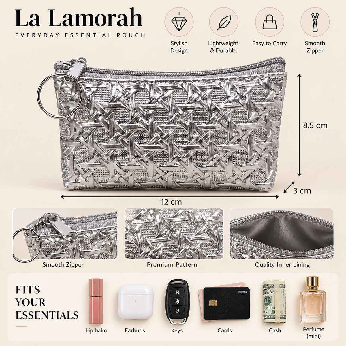 Metallic Mini Zip Pouch
