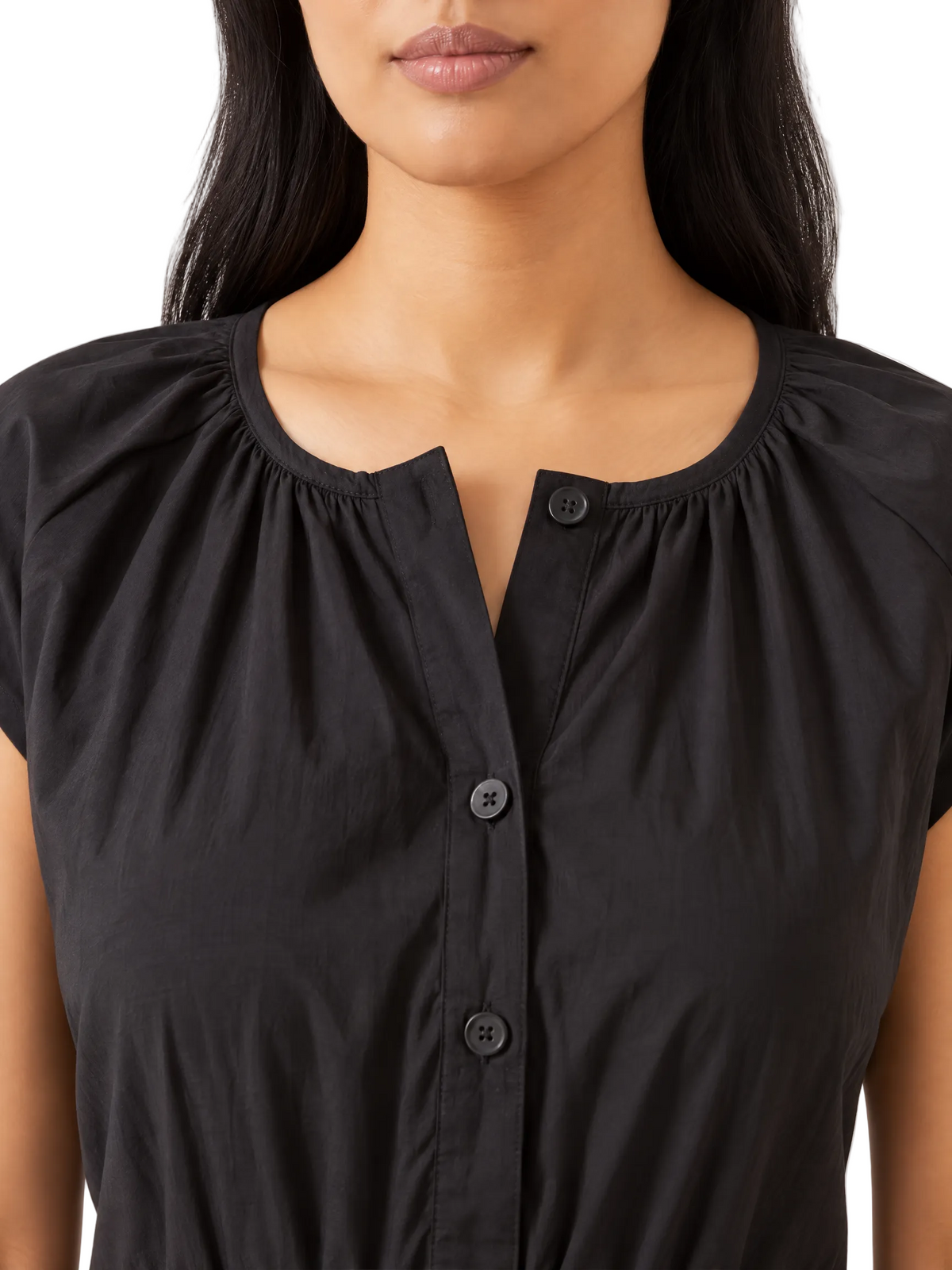 Belted Gathered Midi Dress, Black