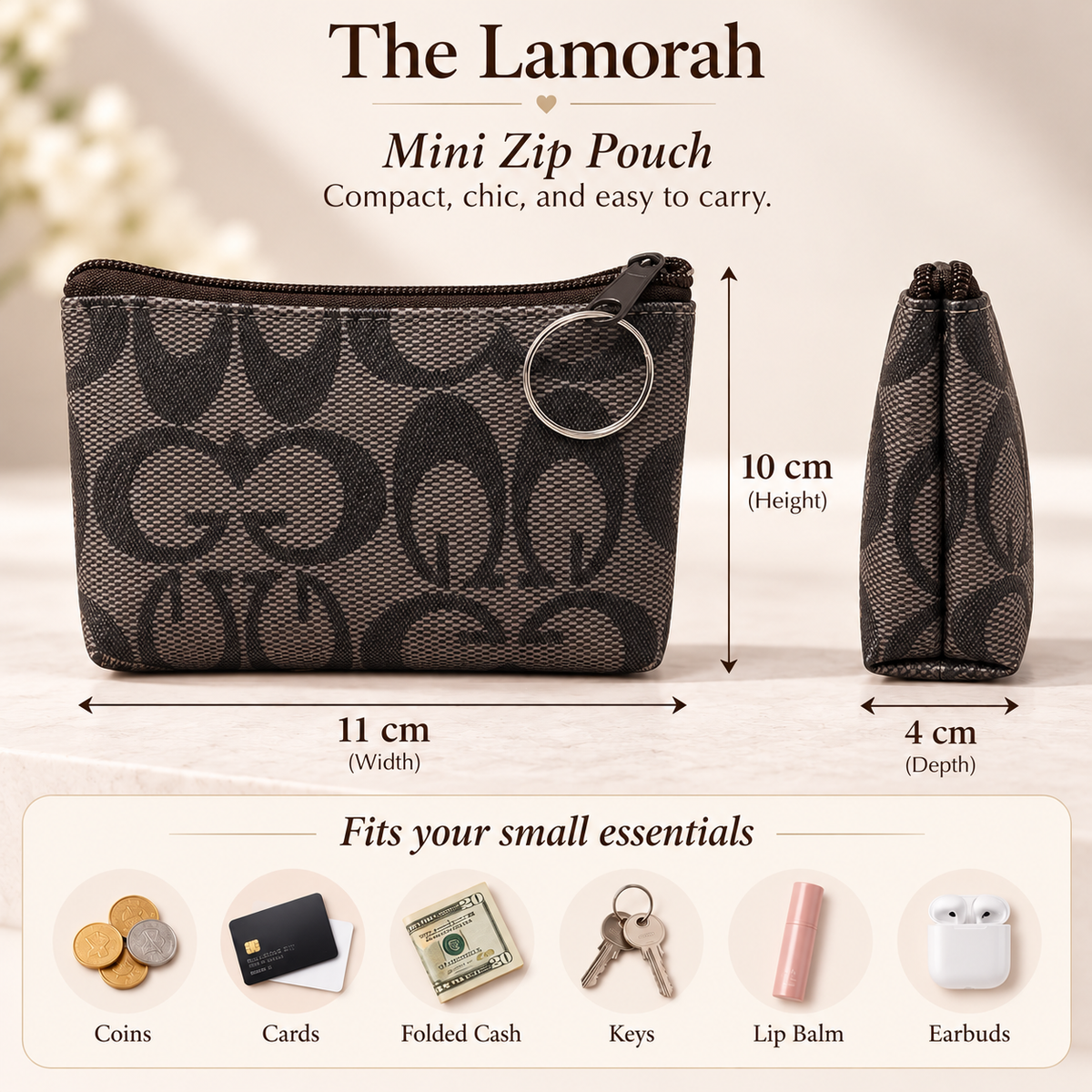 Printed Mini Zip Pouch