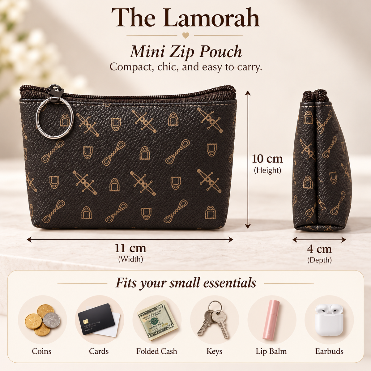 Printed Mini Zip Pouch
