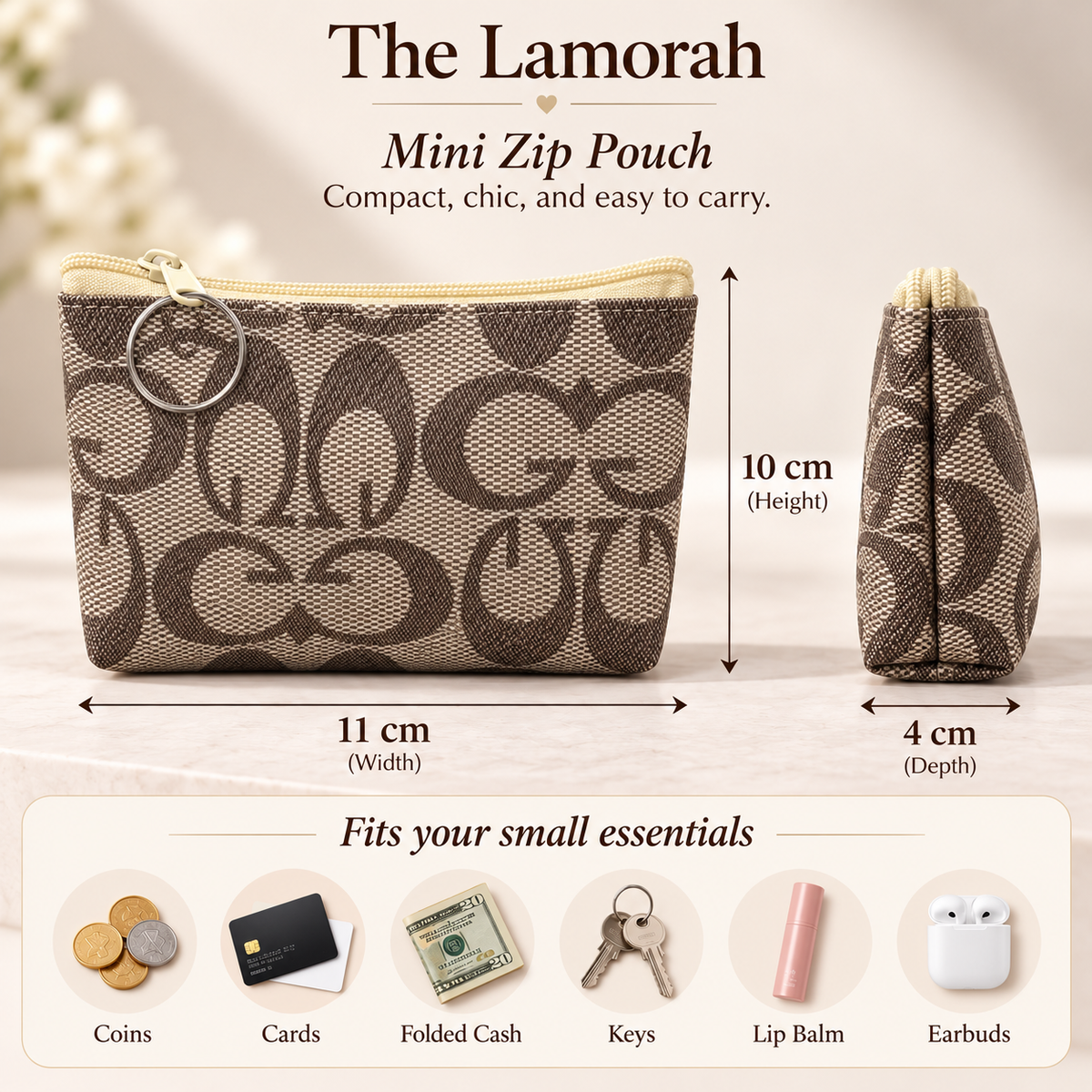 Printed Mini Zip Pouch